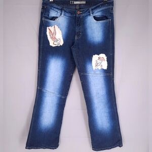 Lot29 Bugs Bunny Denim Jeans Juniors Size 9 Looney Tunes Bleached Bootcut Y2K